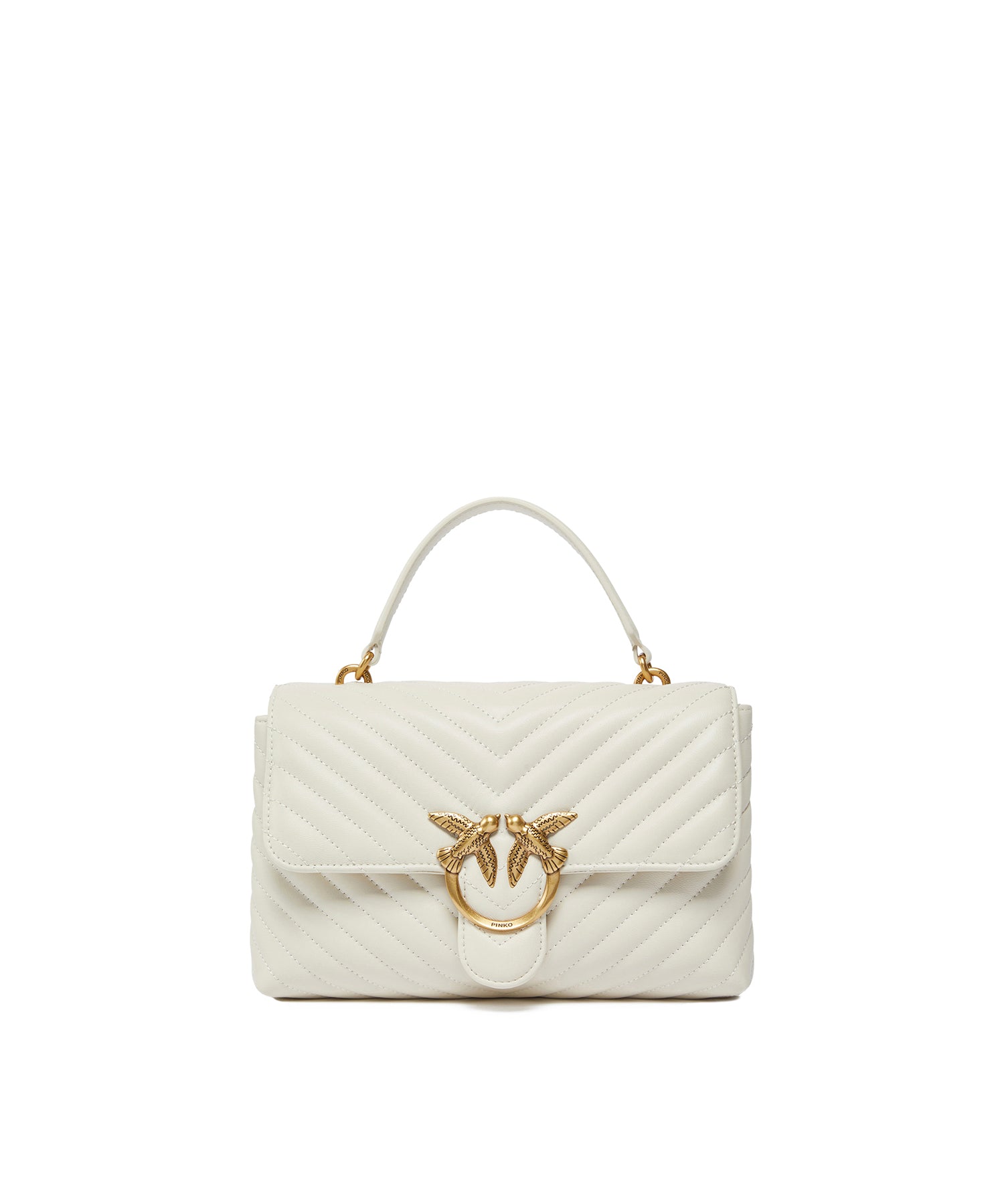 Borsa a mano media Love Bag Puff Chevron in nappa 100043 A0GKZ14Q PINKO 