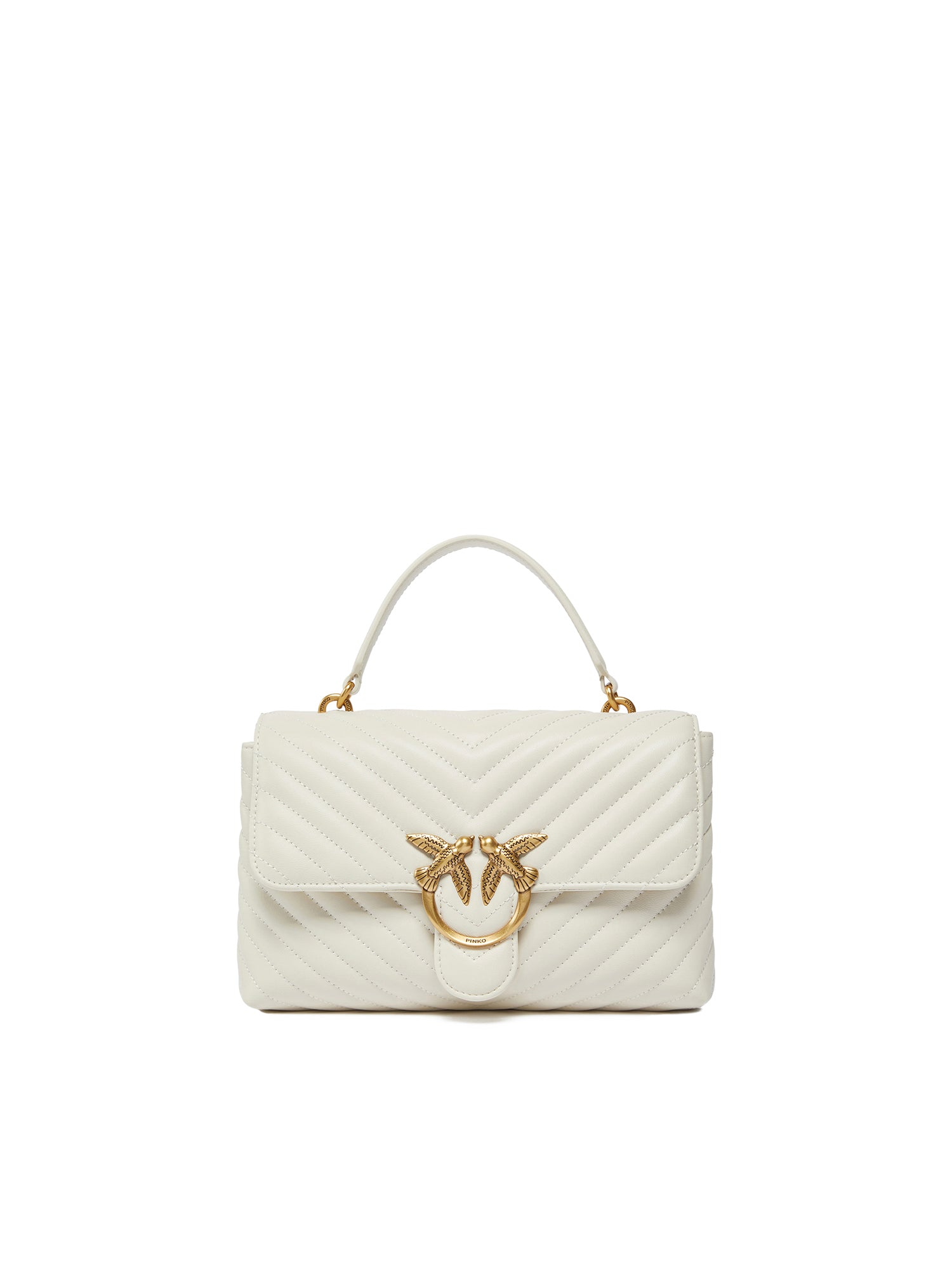 Borsa a mano media Love Bag Puff Chevron in nappa 100043 A0GKZ14Q PINKO 