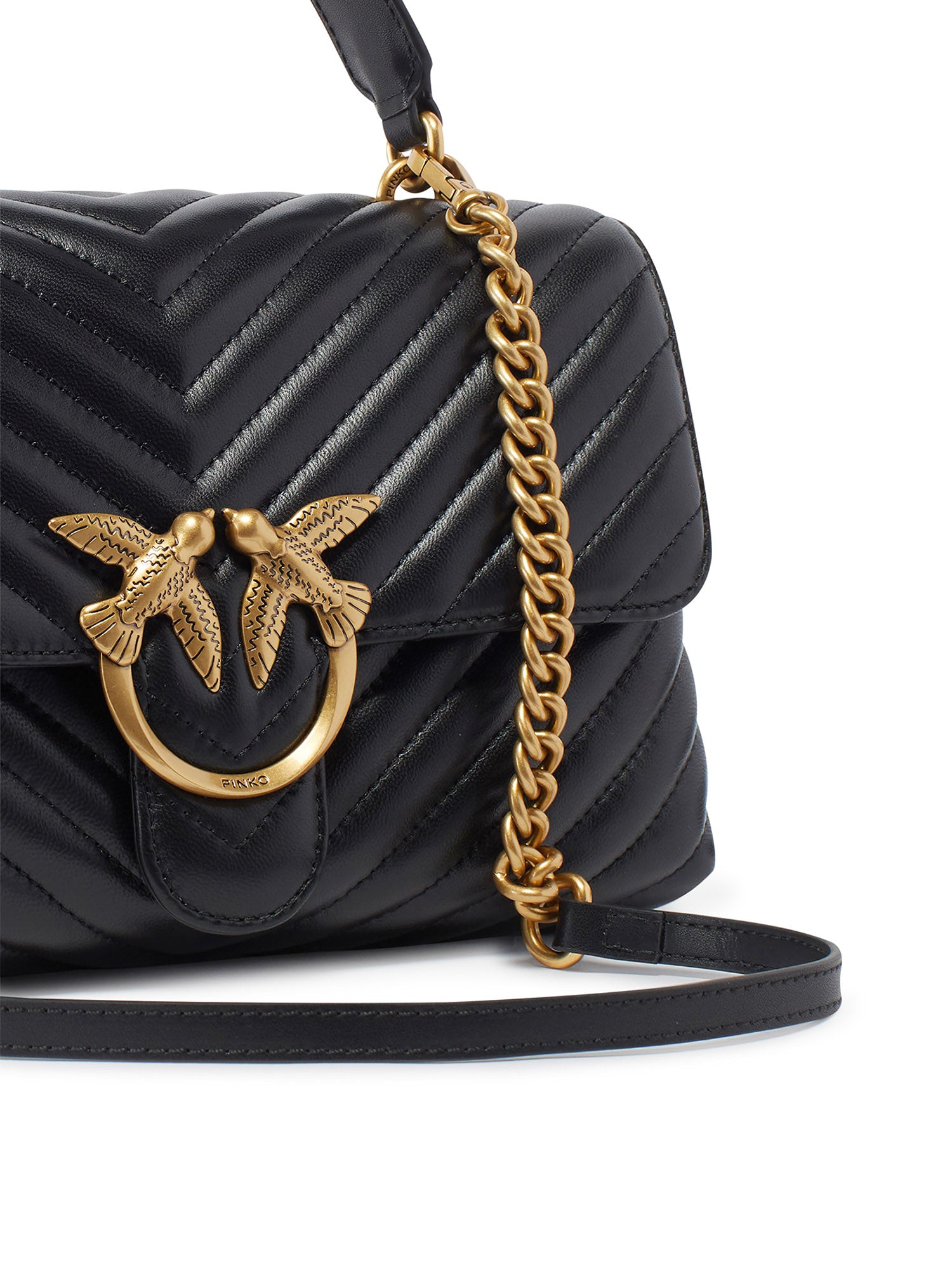 Borsa a mano media Love Bag Puff Chevron in nappa 100043 A0GKZ99Q PINKO 