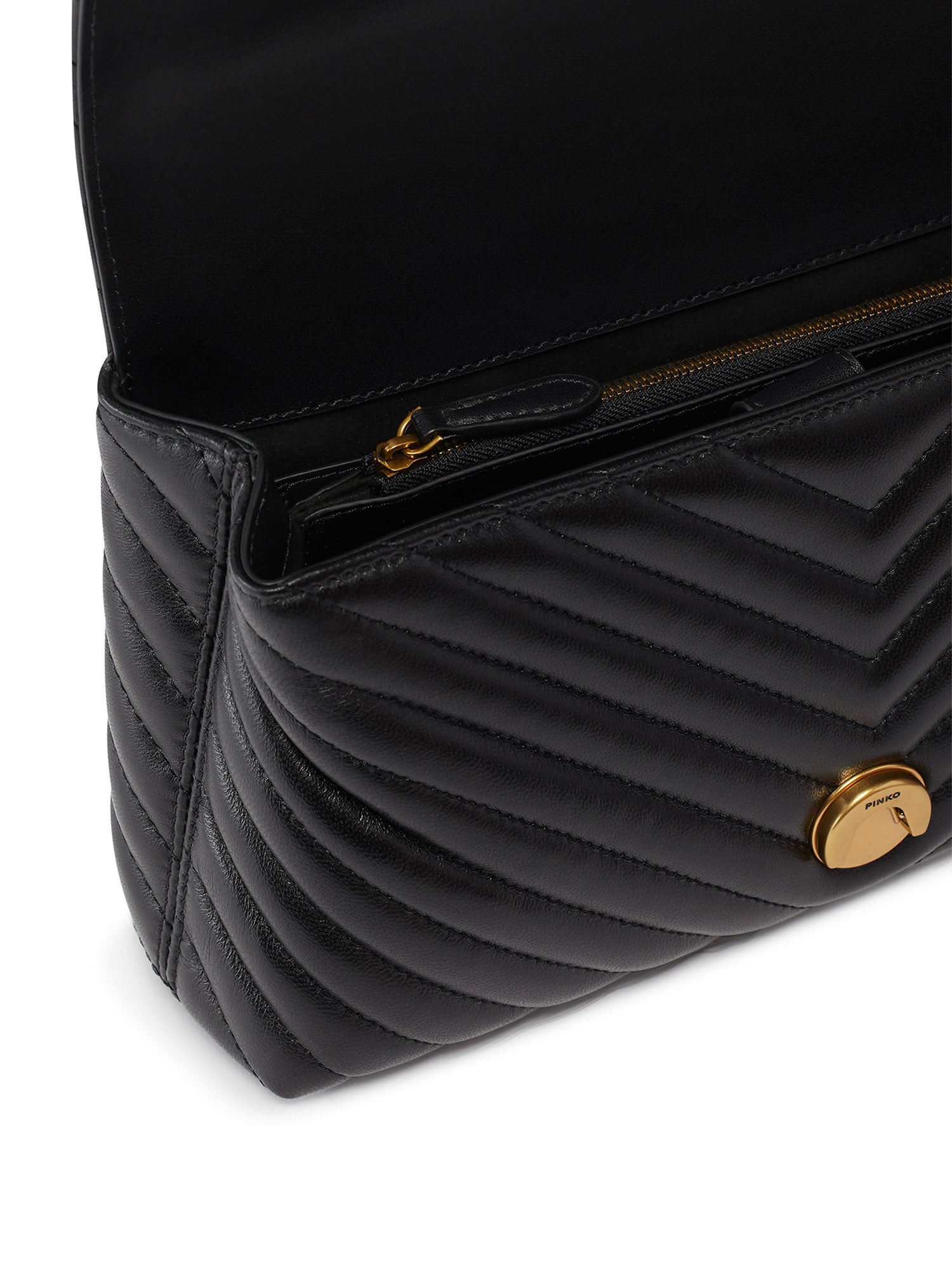 Borsa a mano media Love Bag Puff Chevron in nappa 100043 A0GKZ99Q PINKO 