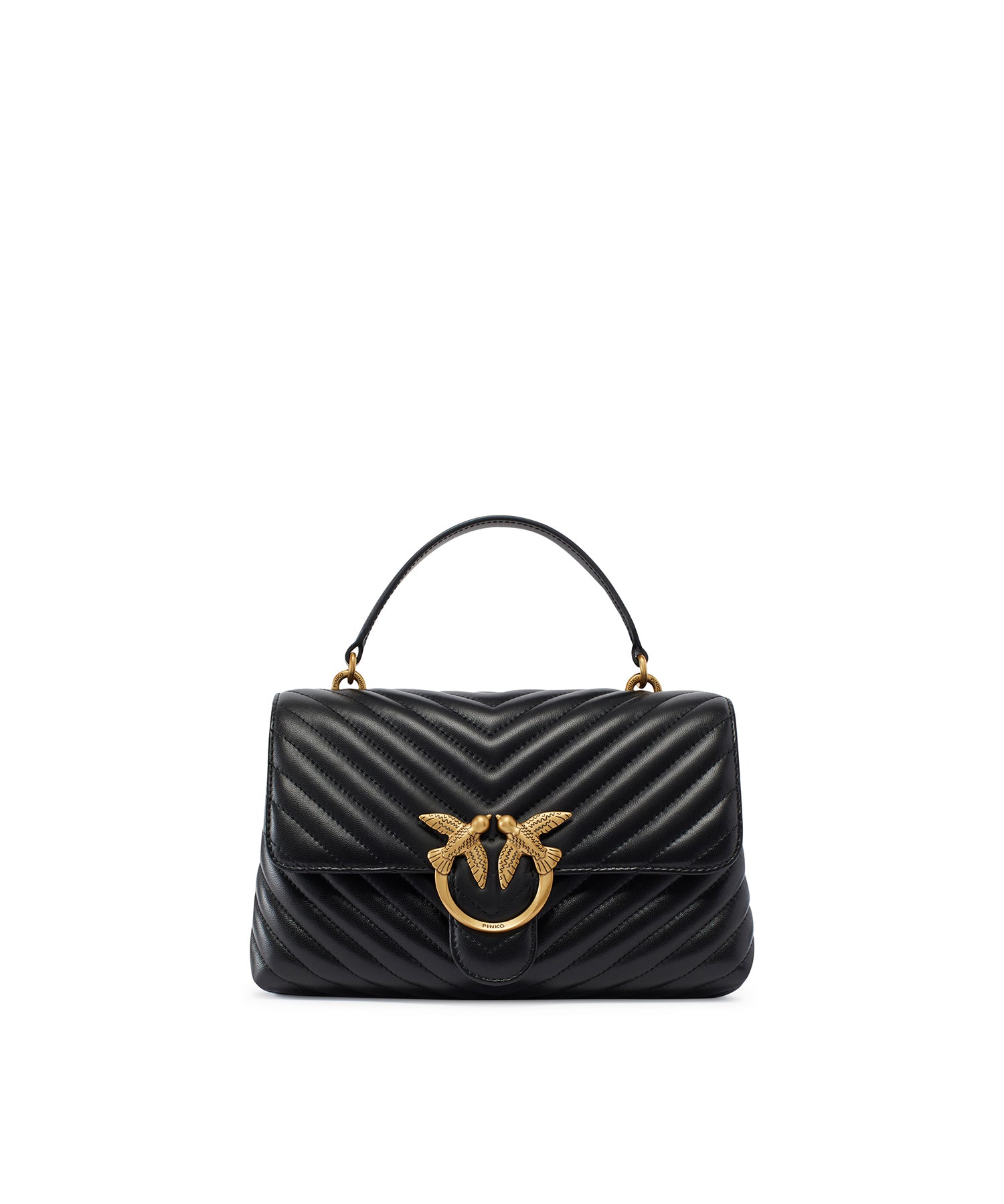 Borsa a mano media Love Bag Puff Chevron in nappa 100043 A0GKZ99Q PINKO 