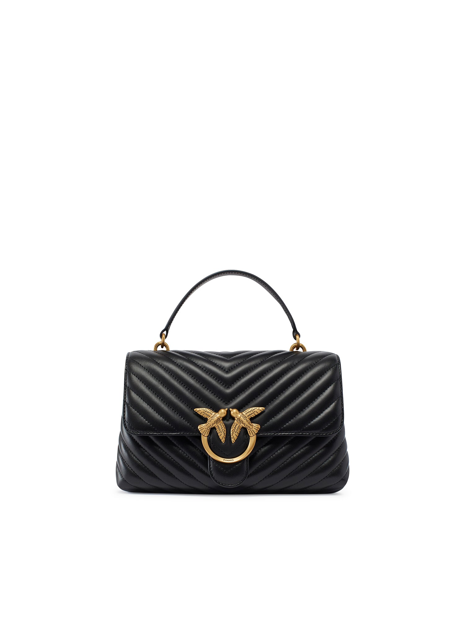 Borsa a mano media Love Bag Puff Chevron in nappa 100043 A0GKZ99Q PINKO 