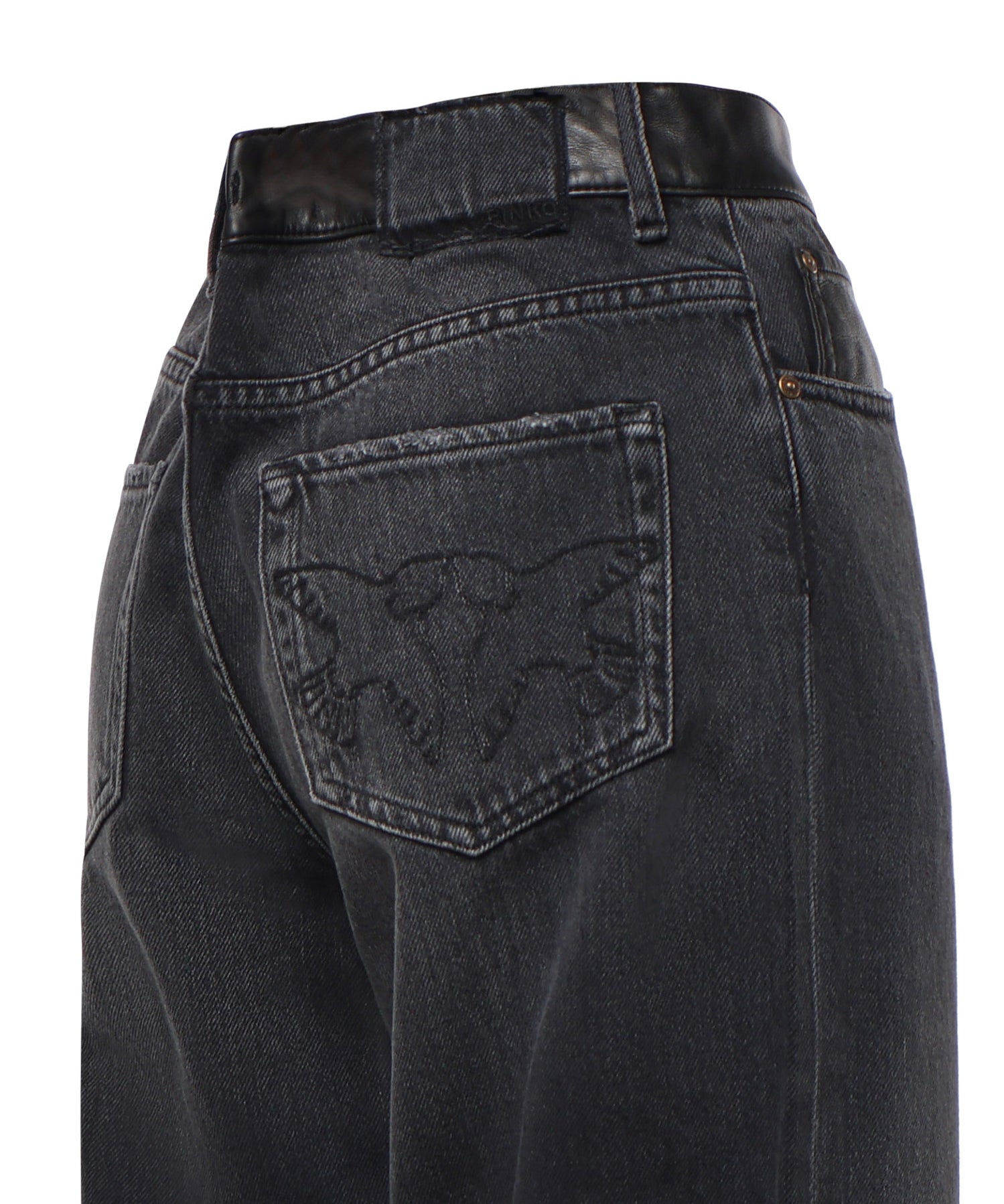 Jeans balloon fit con inserti effetto pelle 103857 A3GWPJ4 PINKO 