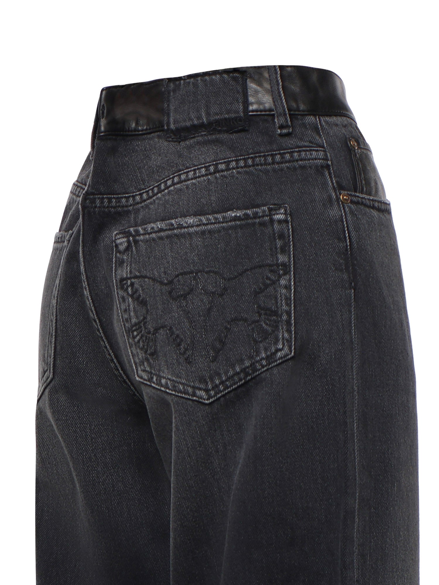 Jeans balloon fit con inserti effetto pelle 103857 A3GWPJ4 PINKO 