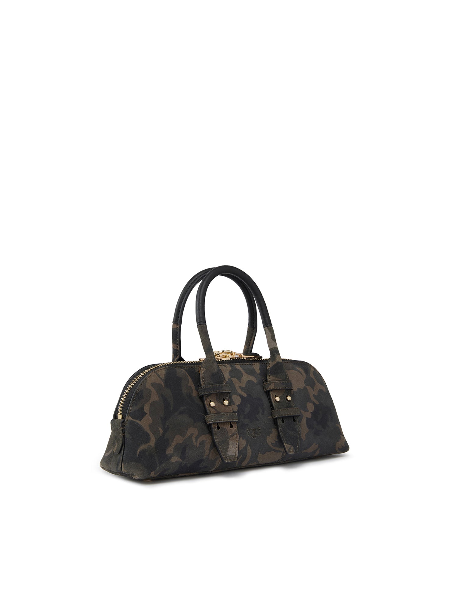 Borsa a mano piccola Escape Bag Horizontal in suede con stampa camouflage 105334 A3LRST3Y PINKO 