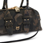 Borsa a mano piccola Escape Bag Horizontal in suede con stampa camouflage 105334 A3LRST3Y PINKO 
