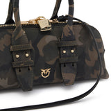 Borsa a mano piccola Escape Bag Horizontal in suede con stampa camouflage 105334 A3LRST3Y PINKO 