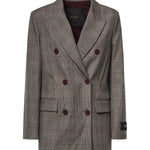 Giacca doppiopetto check in misto lana 105617 A3FFCYZ PINKO 