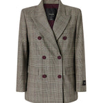 Giacca doppiopetto check in misto lana 105617 A3FFCYZ PINKO 