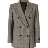 Giacca doppiopetto check in misto lana 105617 A3FFCYZ PINKO 