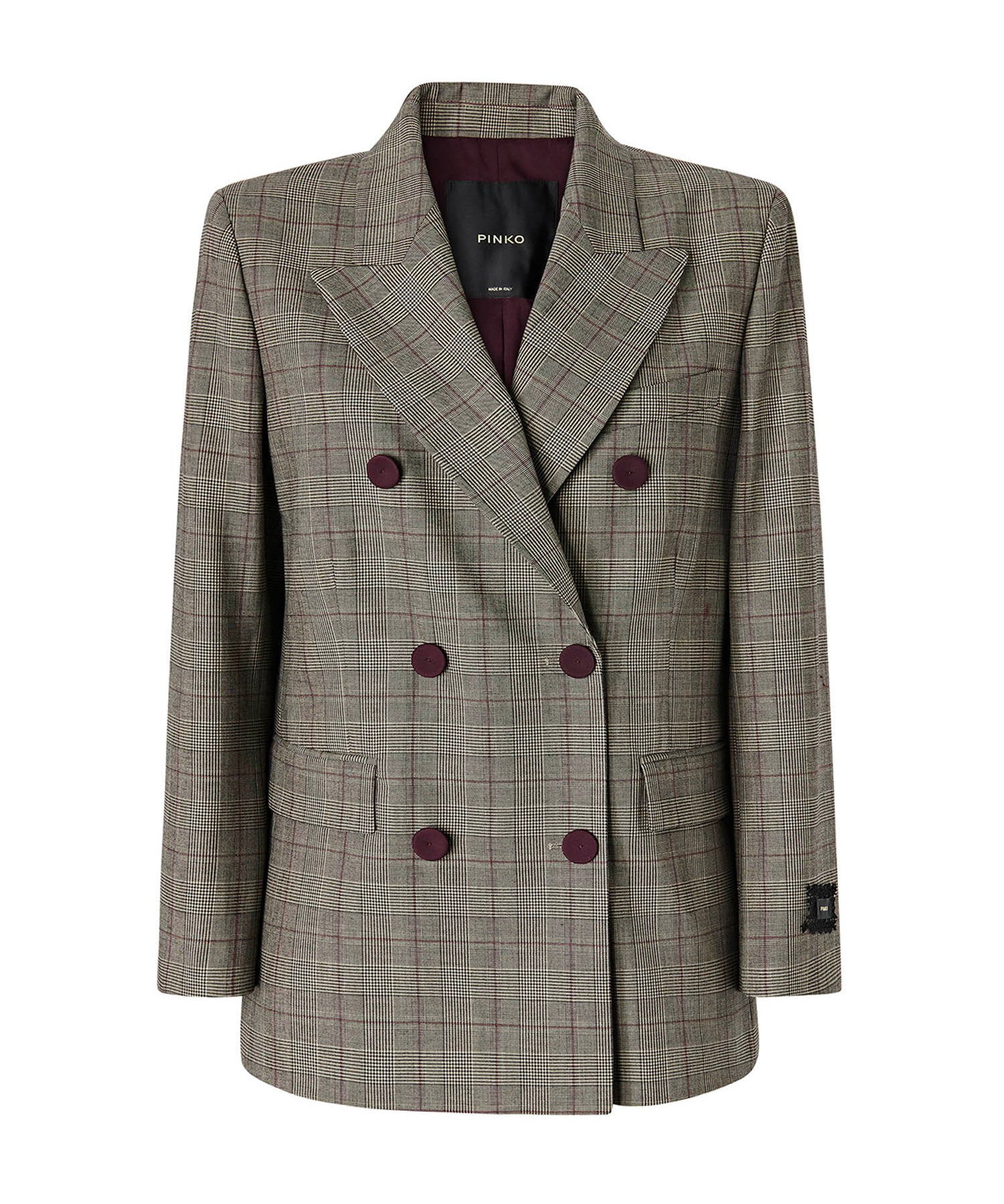 Giacca doppiopetto check in misto lana 105617 A3FFCYZ PINKO 