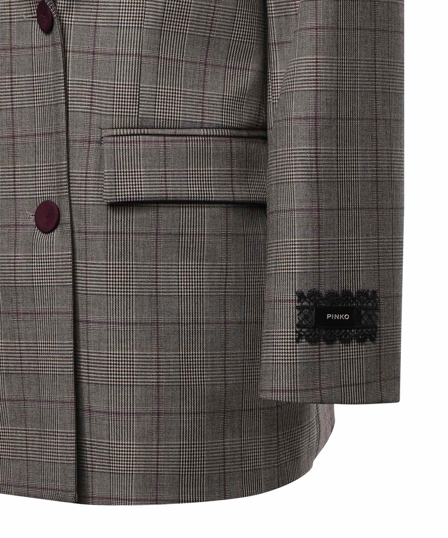 Giacca doppiopetto check in misto lana 105617 A3FFCYZ PINKO 