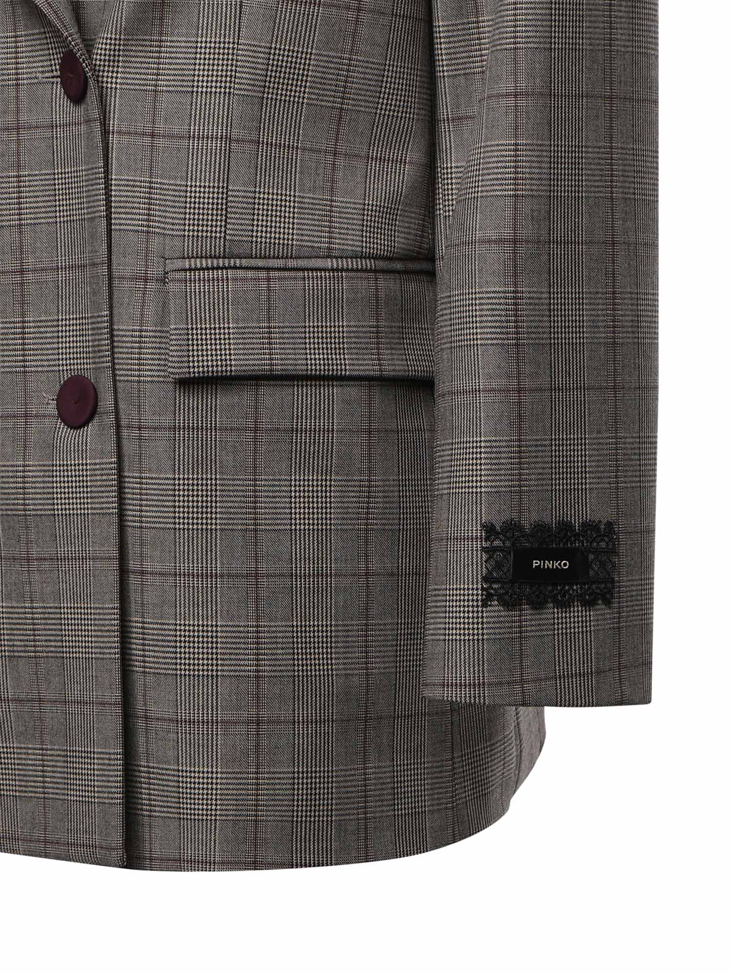 Giacca doppiopetto check in misto lana 105617 A3FFCYZ PINKO 
