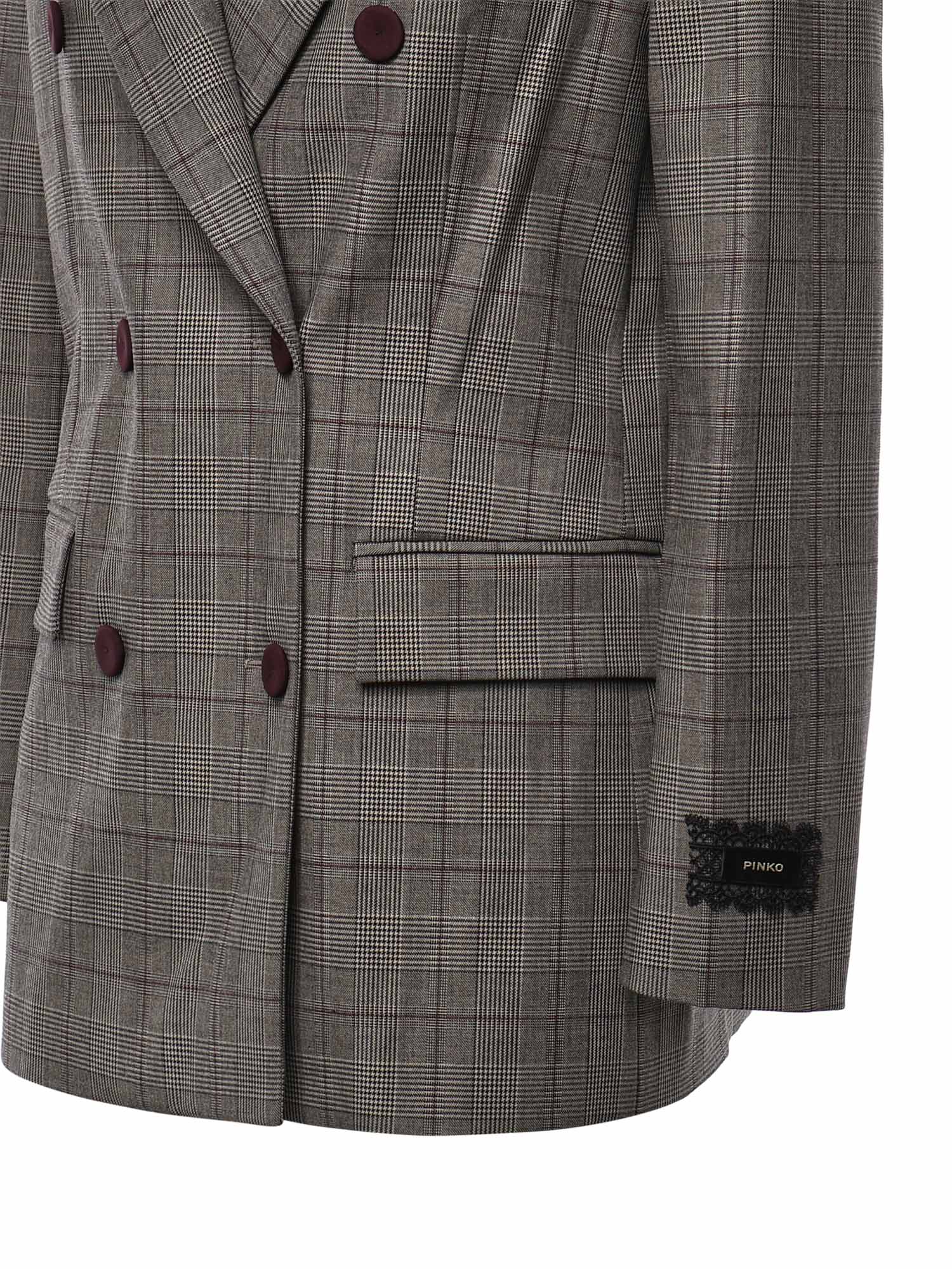 Giacca doppiopetto check in misto lana 105617 A3FFCYZ PINKO 