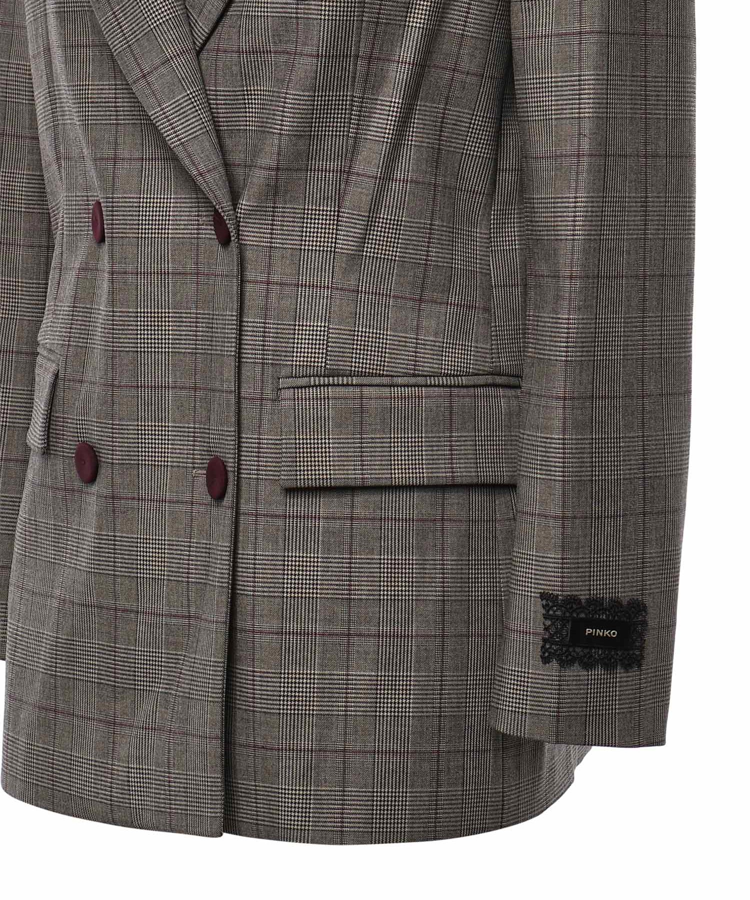 Giacca doppiopetto check in misto lana 105617 A3FFCYZ PINKO 