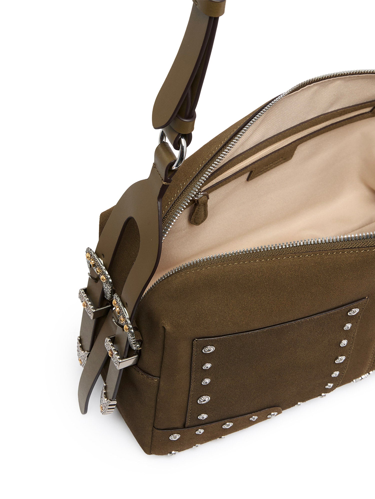 Borsa a spalla media Keeper Bag in suede 106676 A3LXV65N PINKO 