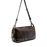 Borsa a spalla media Keeper Bag in pelle cloud con borchie 106676 A3MAL64Y PINKO 