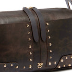 Borsa a spalla media Keeper Bag in pelle cloud con borchie 106676 A3MAL64Y PINKO 