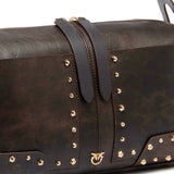 Borsa a spalla media Keeper Bag in pelle cloud con borchie 106676 A3MAL64Y PINKO 