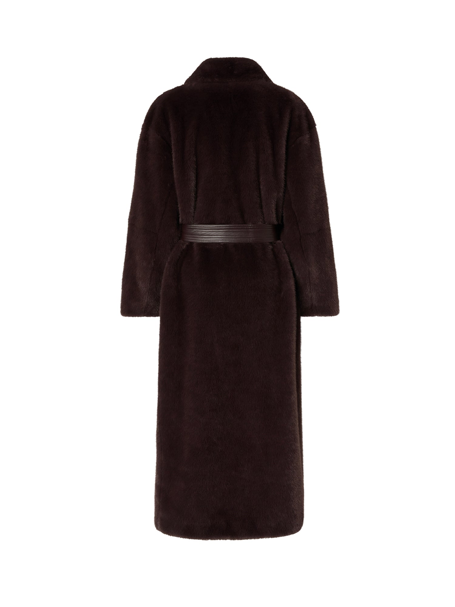 Cappotto lungo effetto pelliccia con cintura 107168 A3FKL72 PINKO 