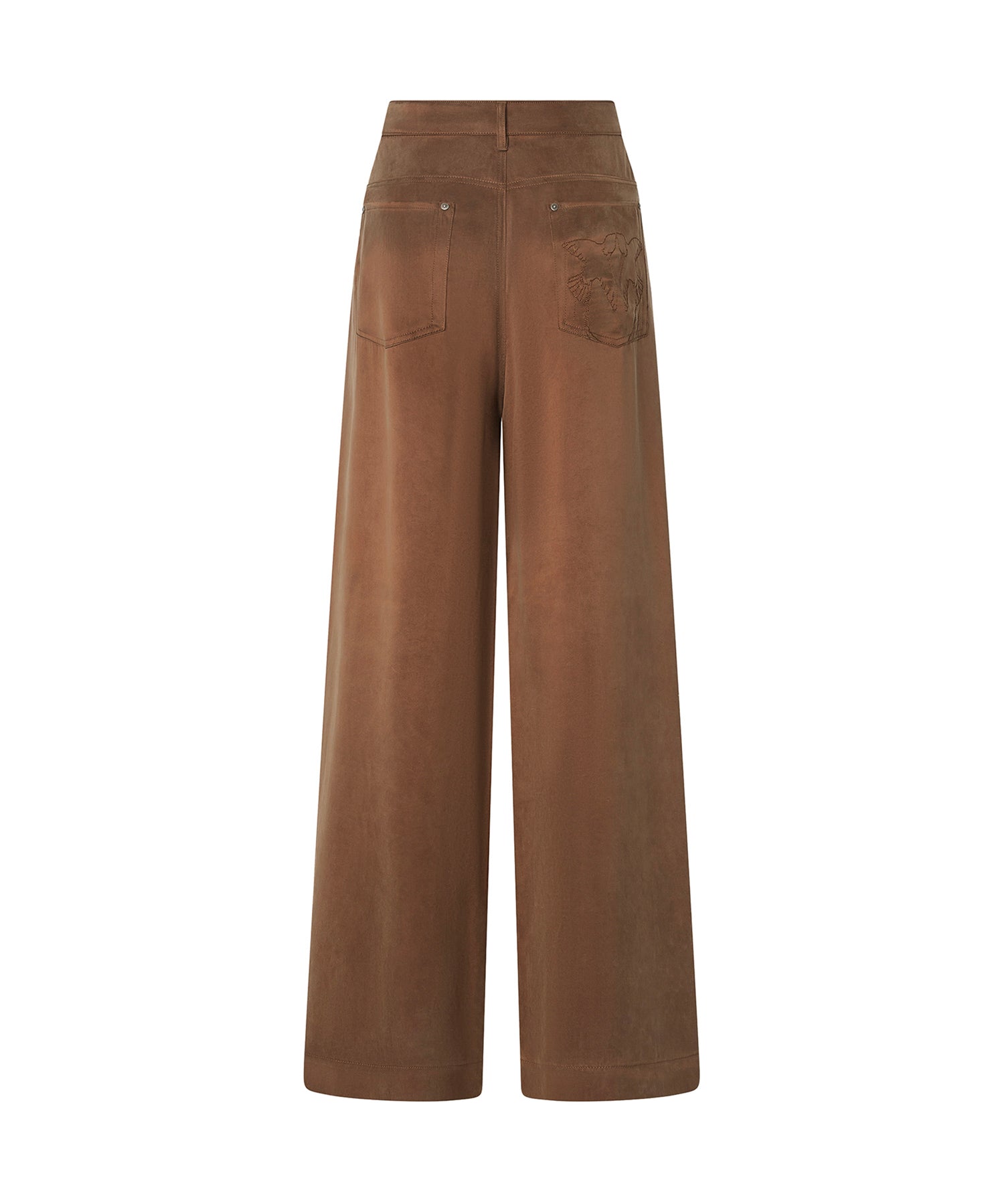 Pantaloni palazzo in twill mano pesca 107170 A3F8M10 PINKO 