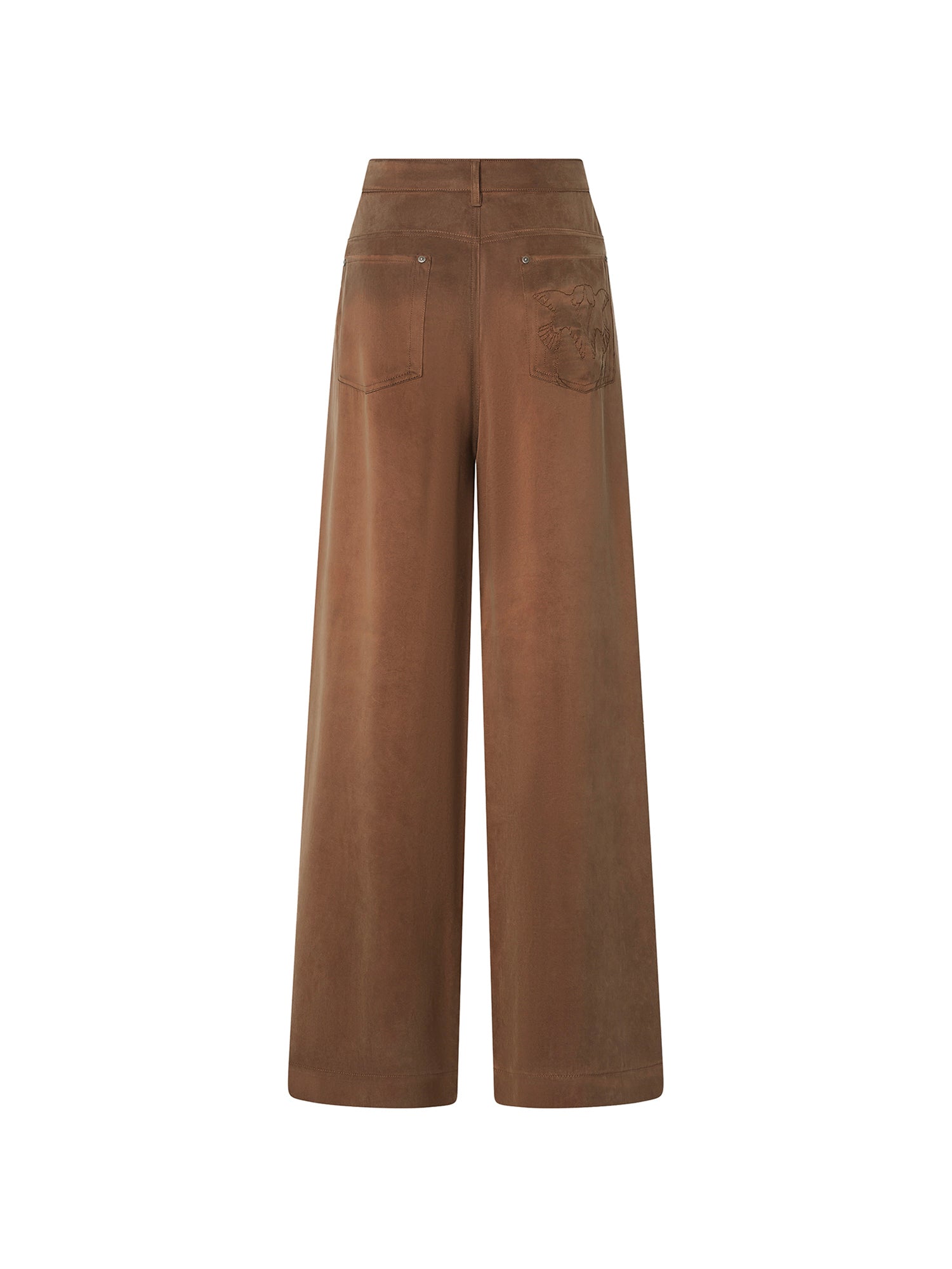 Pantaloni palazzo in twill mano pesca 107170 A3F8M10 PINKO 