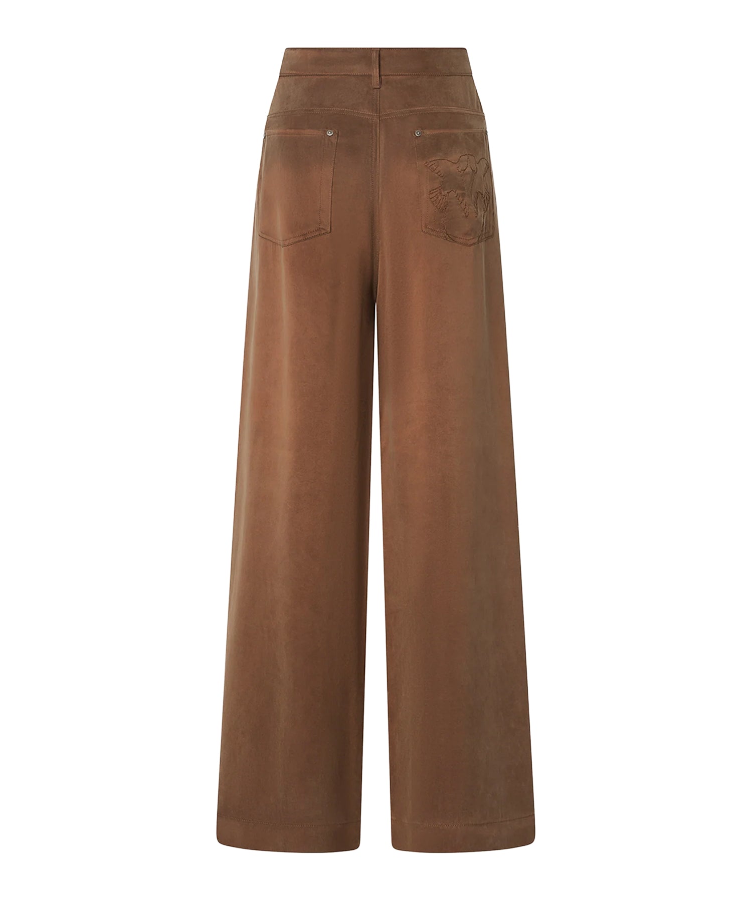 Pantaloni palazzo in twill mano pesca 107170 A3F8M10 PINKO 