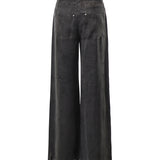 Pantaloni palazzo in twill mano pesca 107170 A3F8Z98 PINKO 