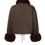 Caban in cotone con dettagli effetto pelliccia 107219 A3GVL64 PINKO 