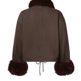Caban in cotone con dettagli effetto pelliccia 107219 A3GVL64 PINKO 