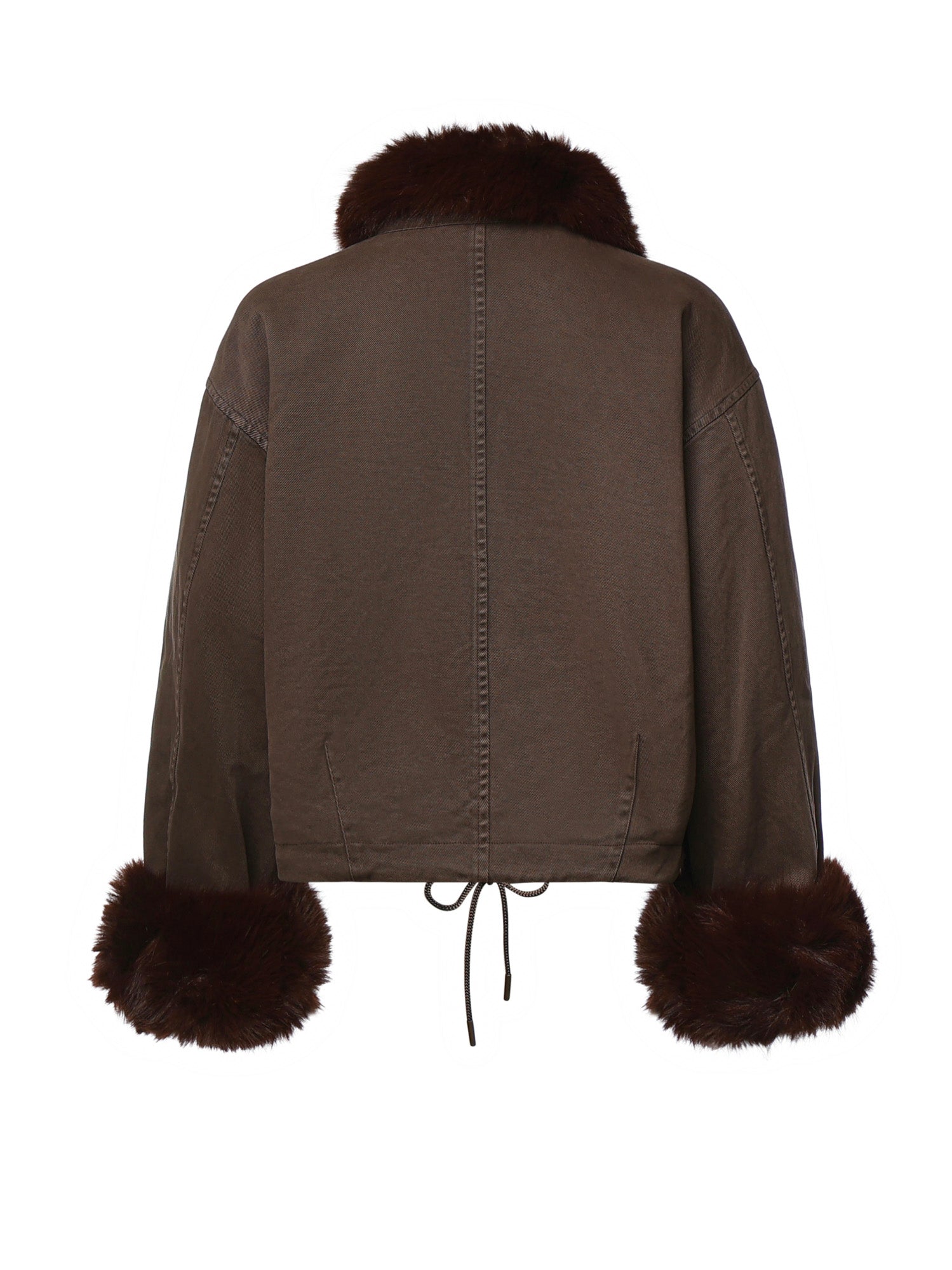 Caban in cotone con dettagli effetto pelliccia 107219 A3GVL64 PINKO 