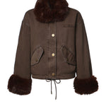 Caban in cotone con dettagli effetto pelliccia 107219 A3GVL64 PINKO 