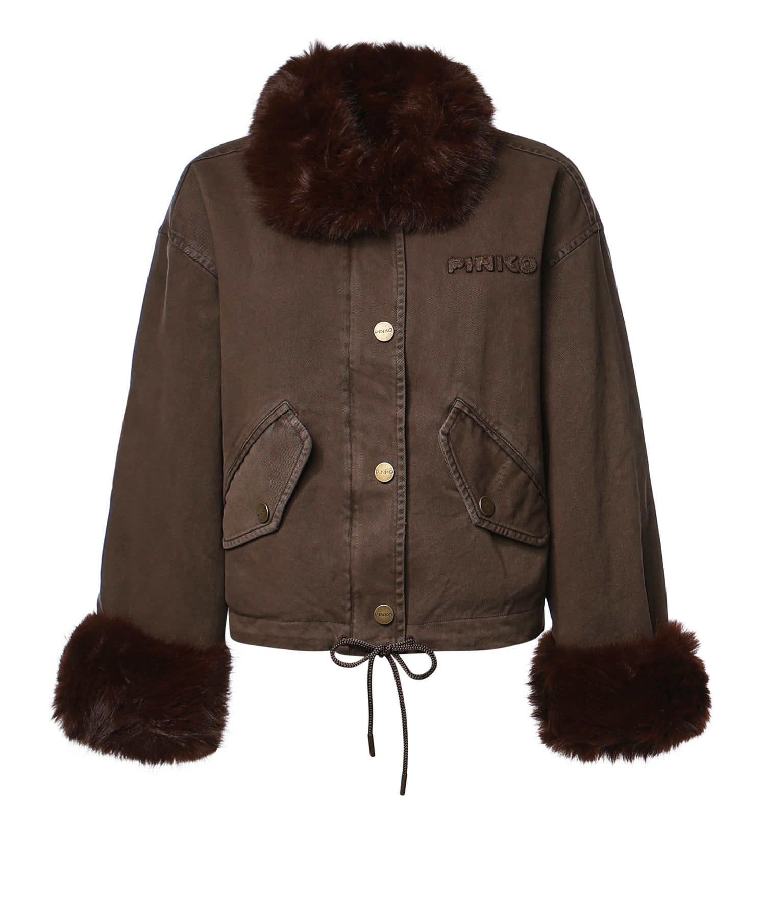 Caban in cotone con dettagli effetto pelliccia 107219 A3GVL64 PINKO 