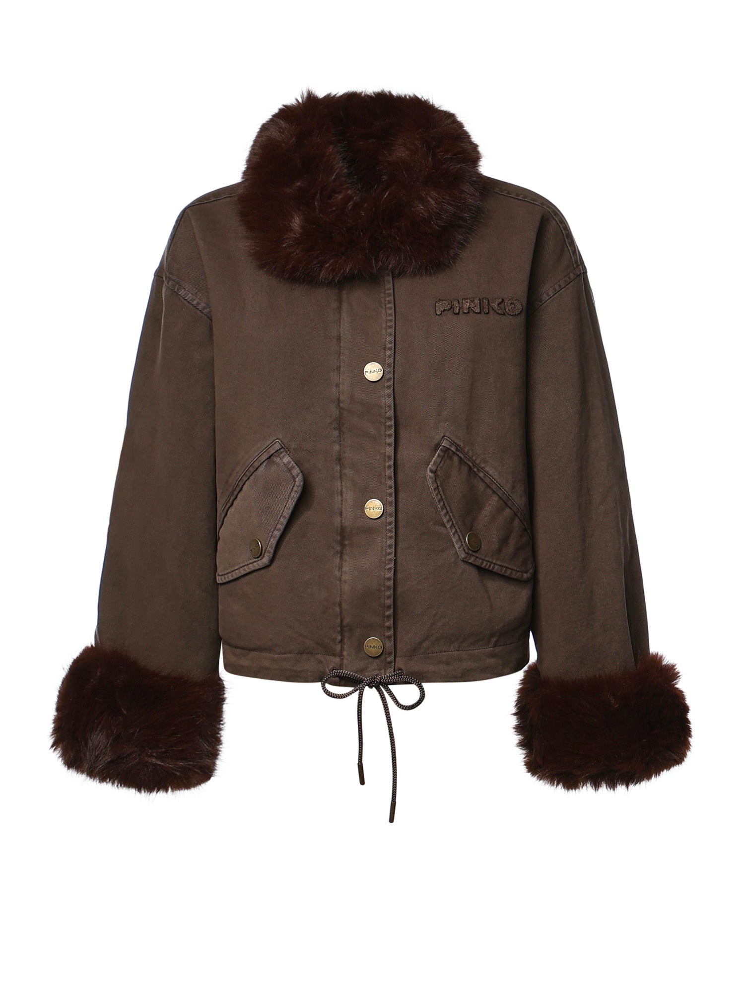 Caban in cotone con dettagli effetto pelliccia 107219 A3GVL64 PINKO 