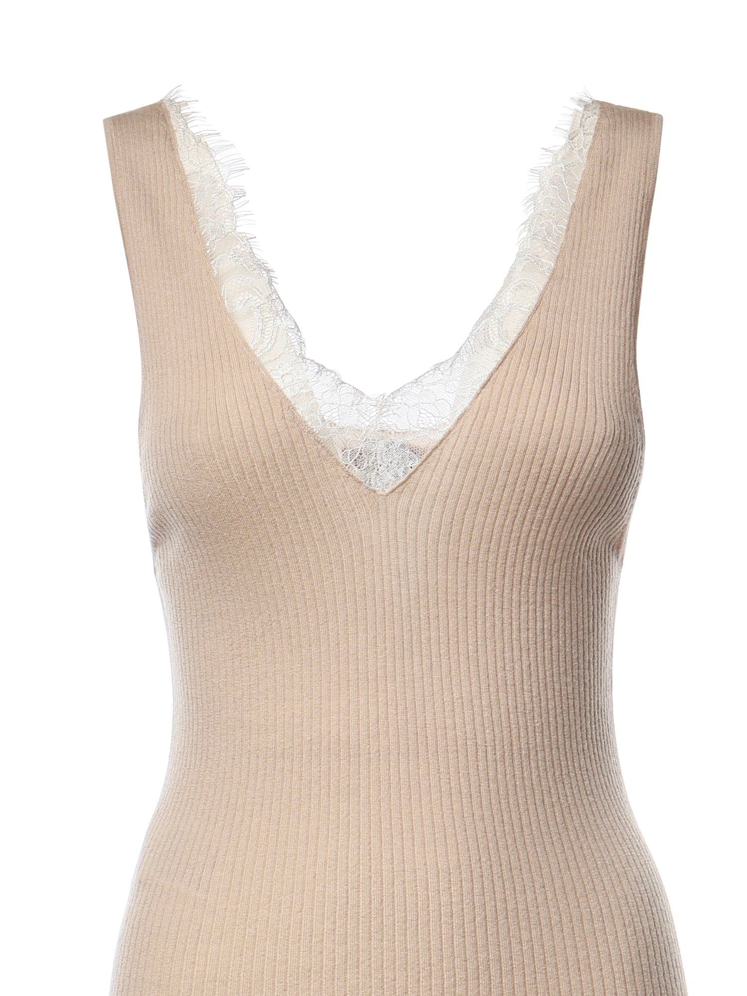 Canotta con scollo in pizzo 107266 A3I0I20 PINKO 