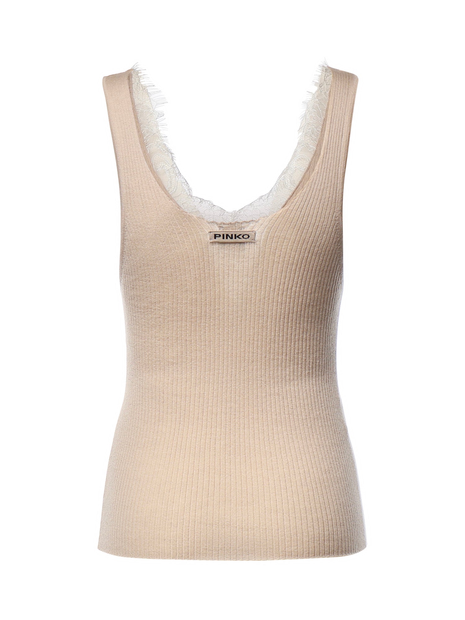 Canotta con scollo in pizzo 107266 A3I0I20 PINKO 