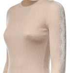 Maglia a costine con pizzo 107269 A3I0I20 PINKO 