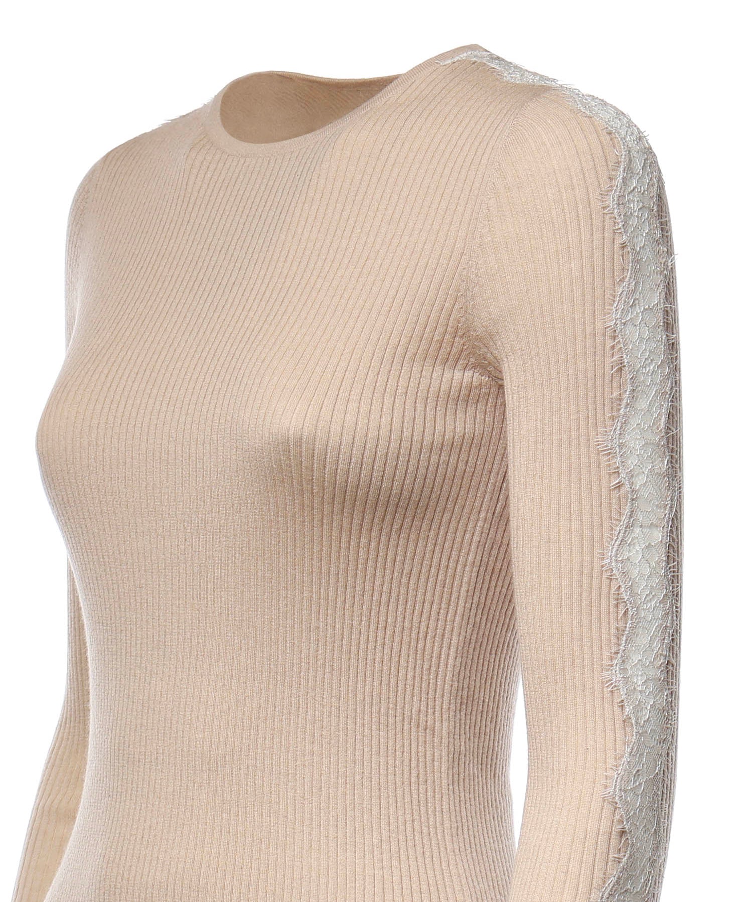 Maglia a costine con pizzo 107269 A3I0I20 PINKO 