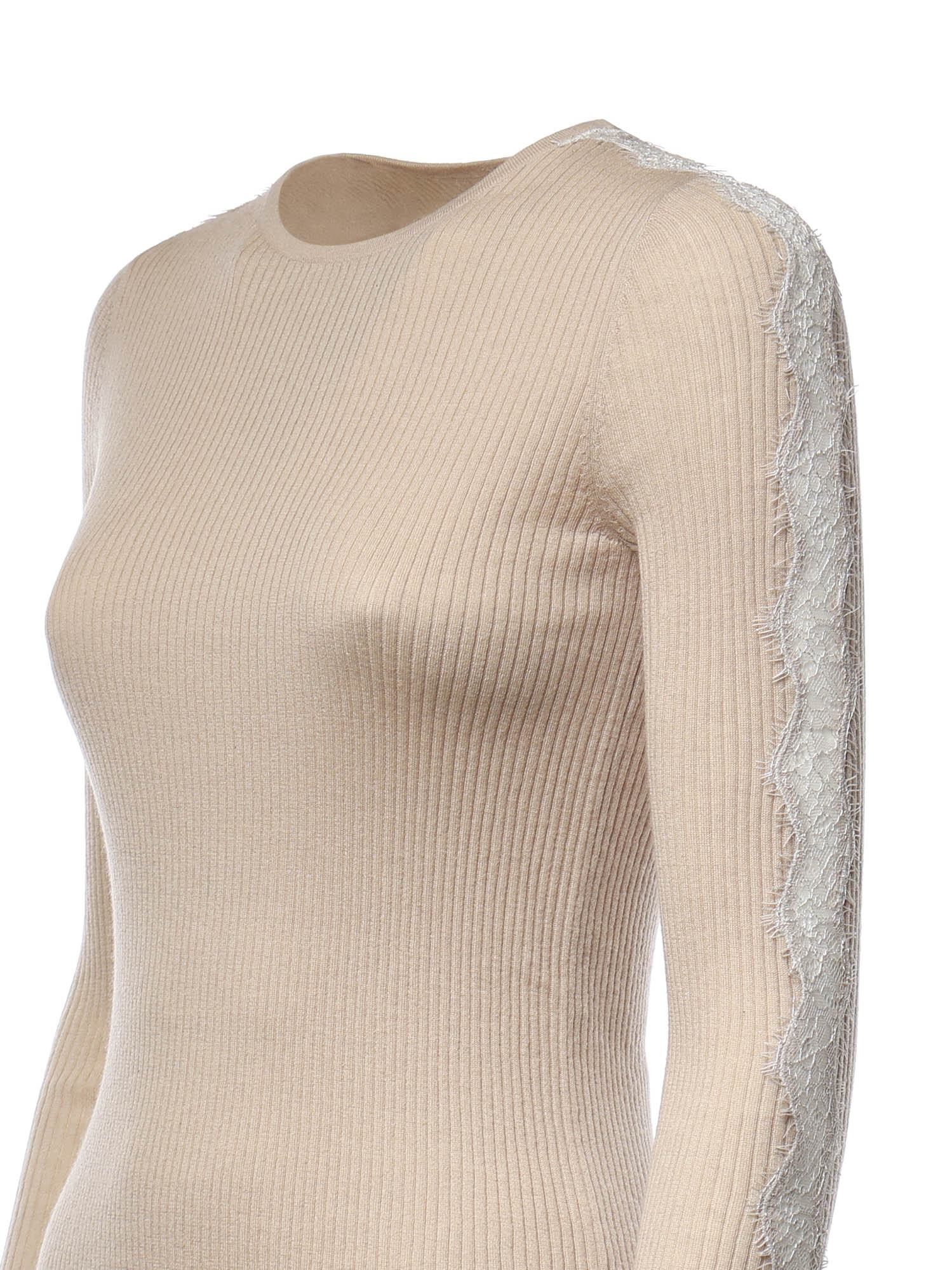 Maglia a costine con pizzo 107269 A3I0I20 PINKO 