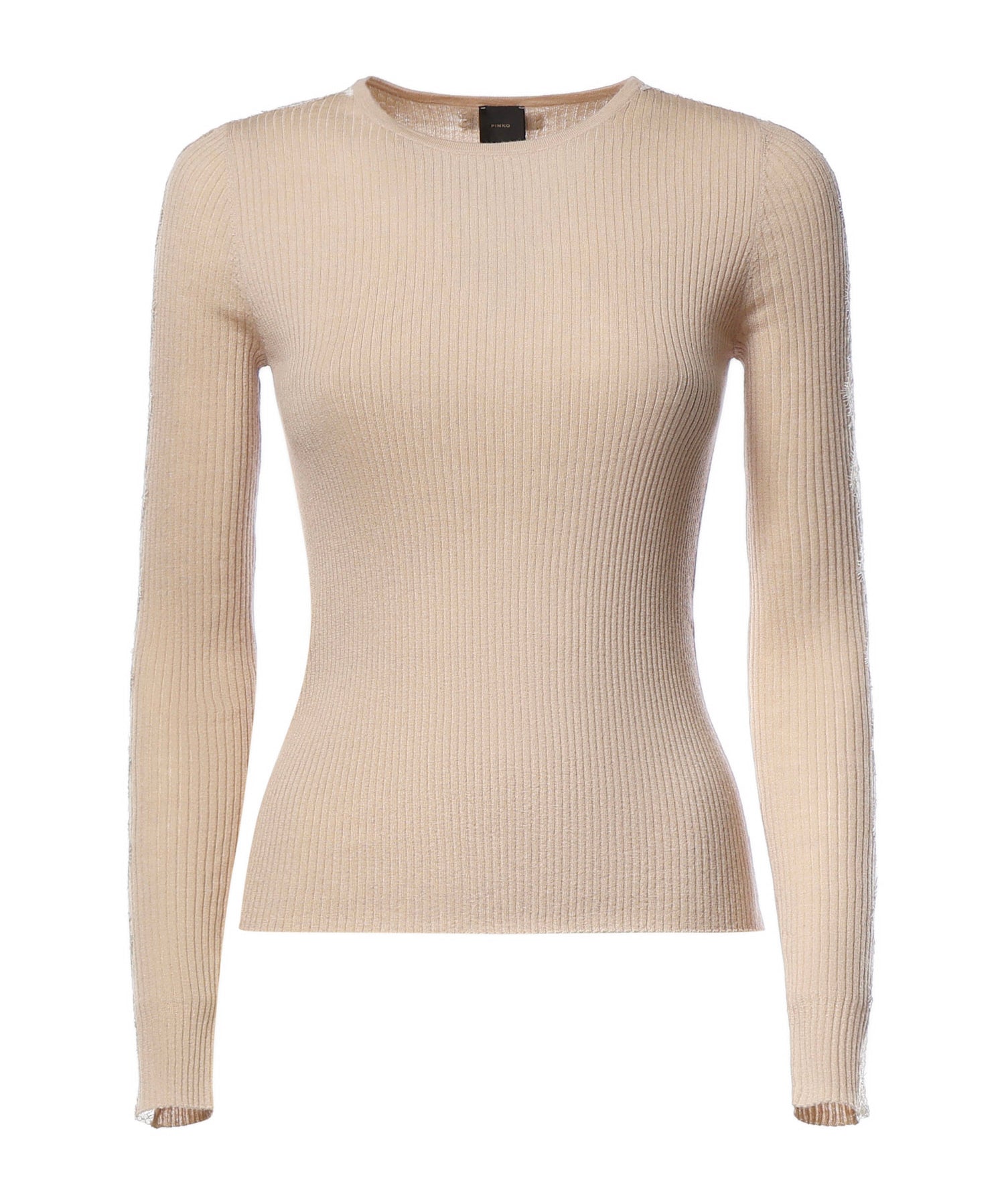 Maglia a costine con pizzo 107269 A3I0I20 PINKO 