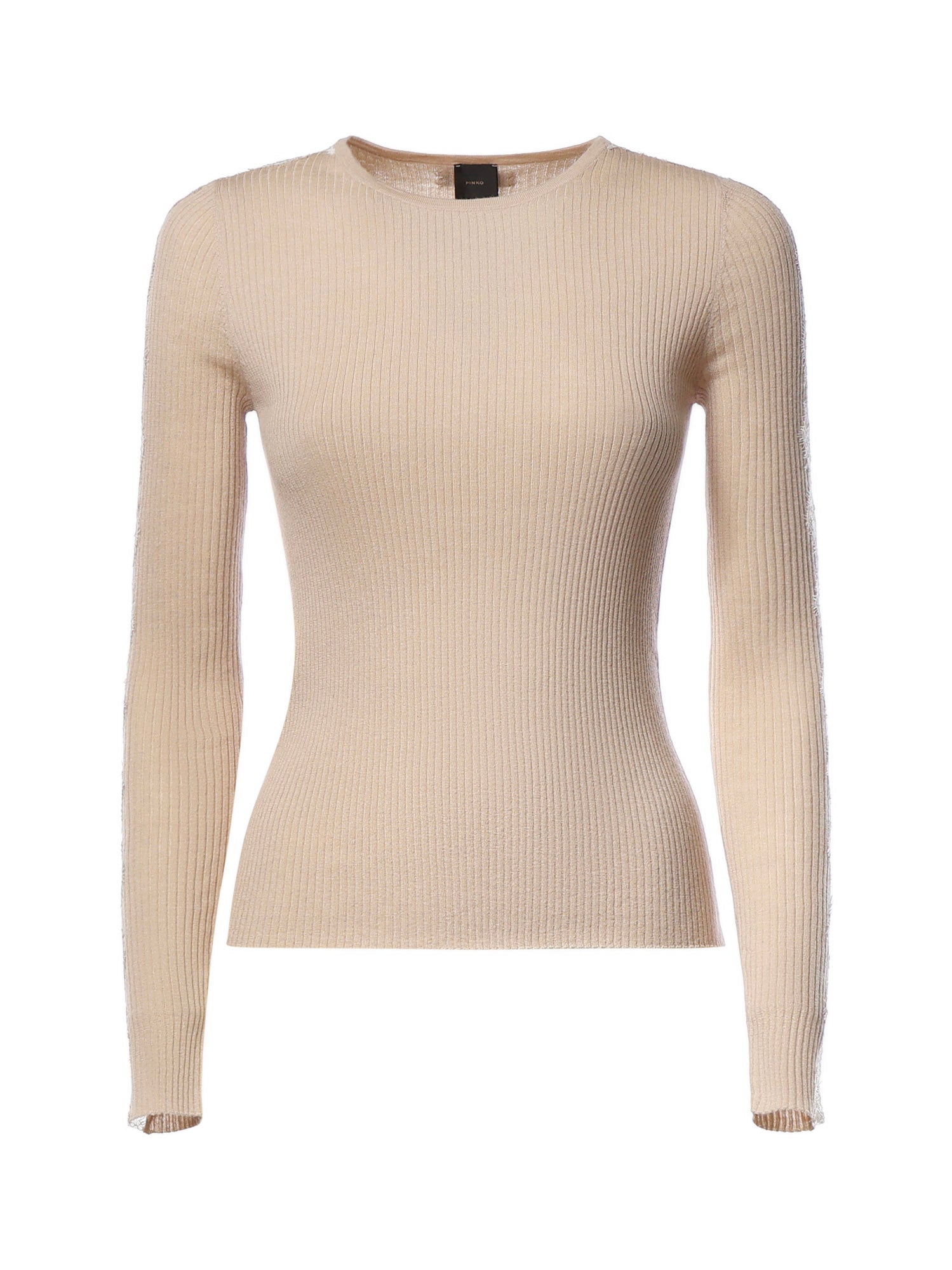 Maglia a costine con pizzo 107269 A3I0I20 PINKO 