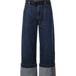 Jeans cropped con cintura in pelle 107277 A3HGPJB PINKO 