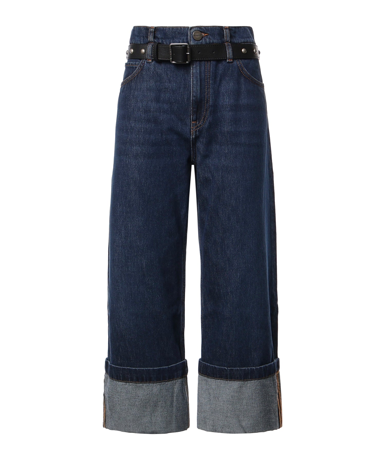 Jeans cropped con cintura in pelle 107277 A3HGPJB PINKO 