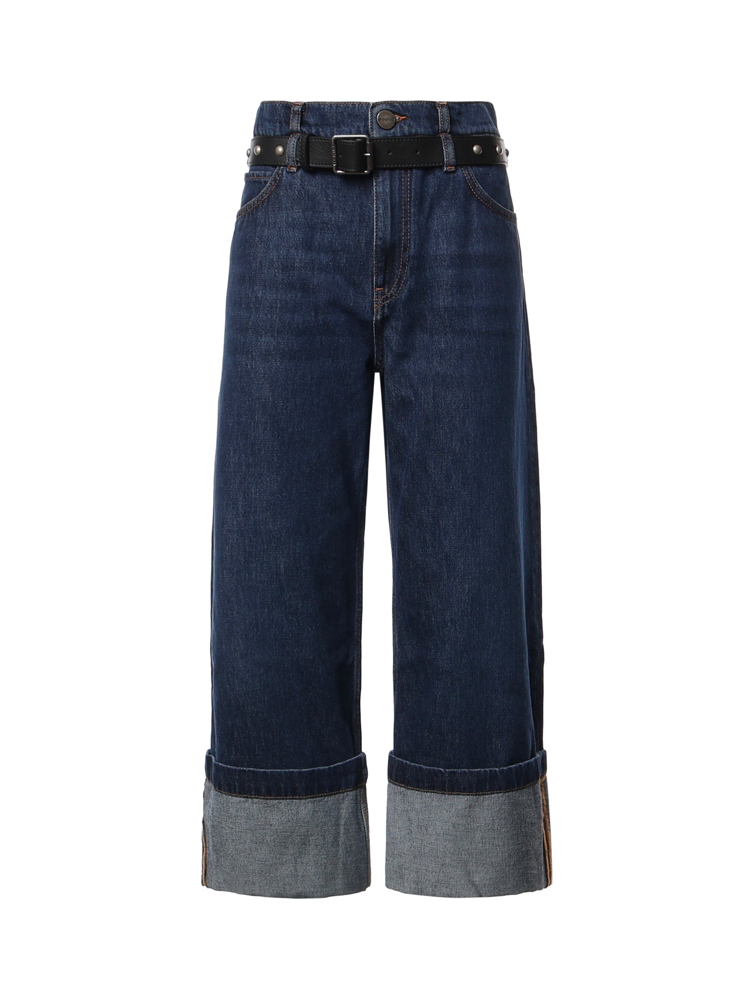 Jeans cropped con cintura in pelle 107277 A3HGPJB PINKO 