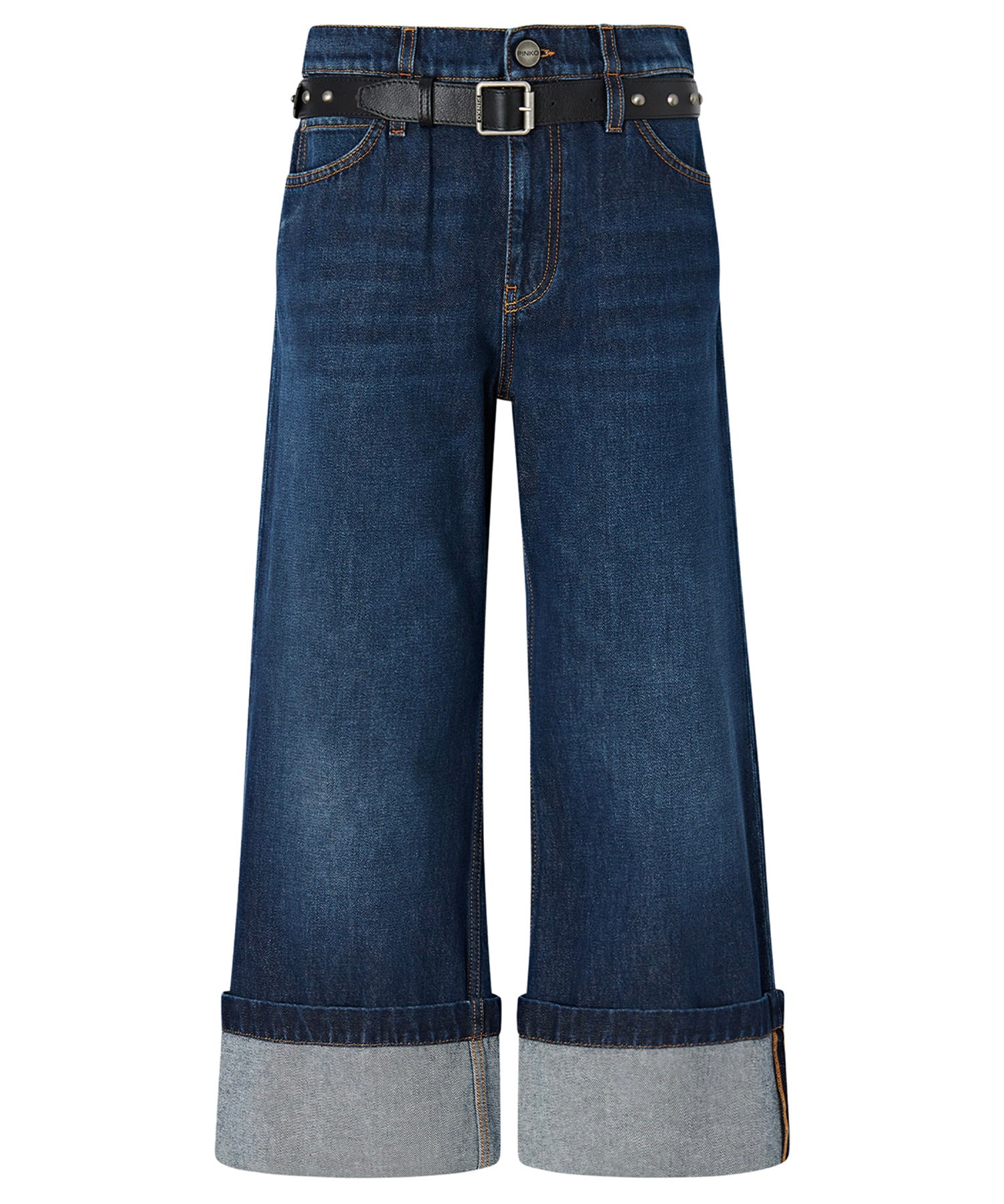 Jeans cropped con cintura in pelle 107277 A3HGPJB PINKO 