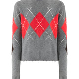Cardigan in lana e cashmere a rombi 107284 A3IEIL1 PINKO 