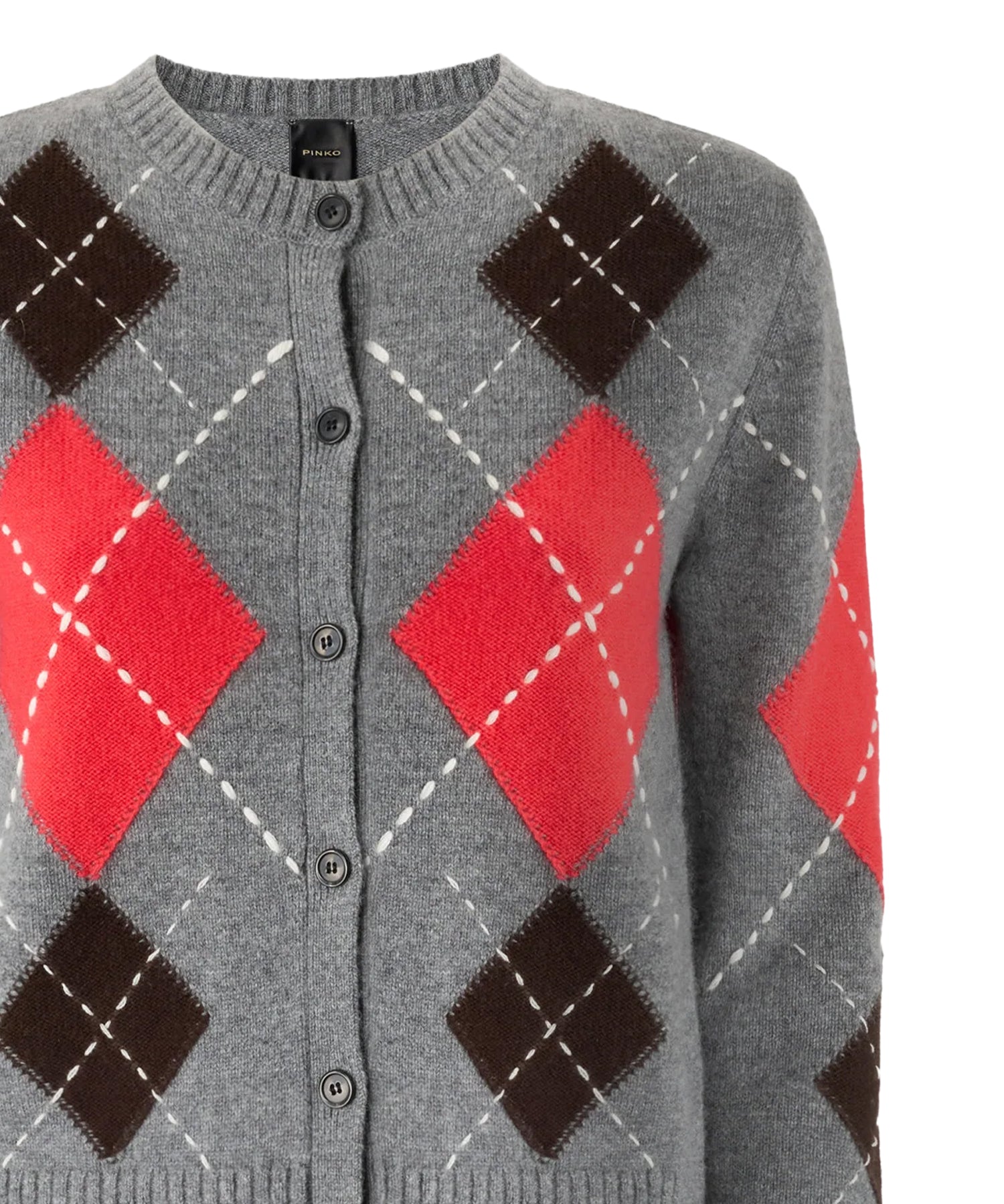 Cardigan in lana e cashmere a rombi 107284 A3IEIL1 PINKO 