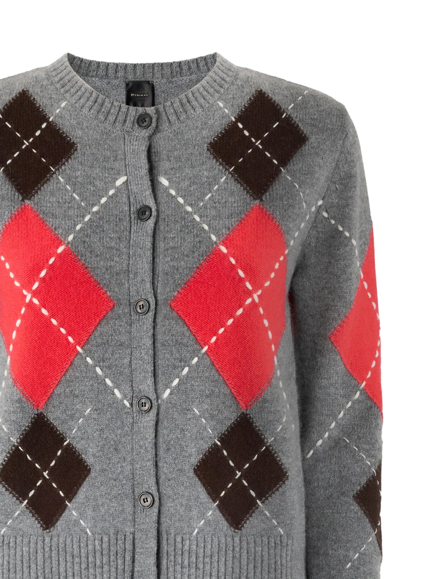 Cardigan in lana e cashmere a rombi 107284 A3IEIL1 PINKO 