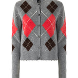 Cardigan in lana e cashmere a rombi 107284 A3IEIL1 PINKO 