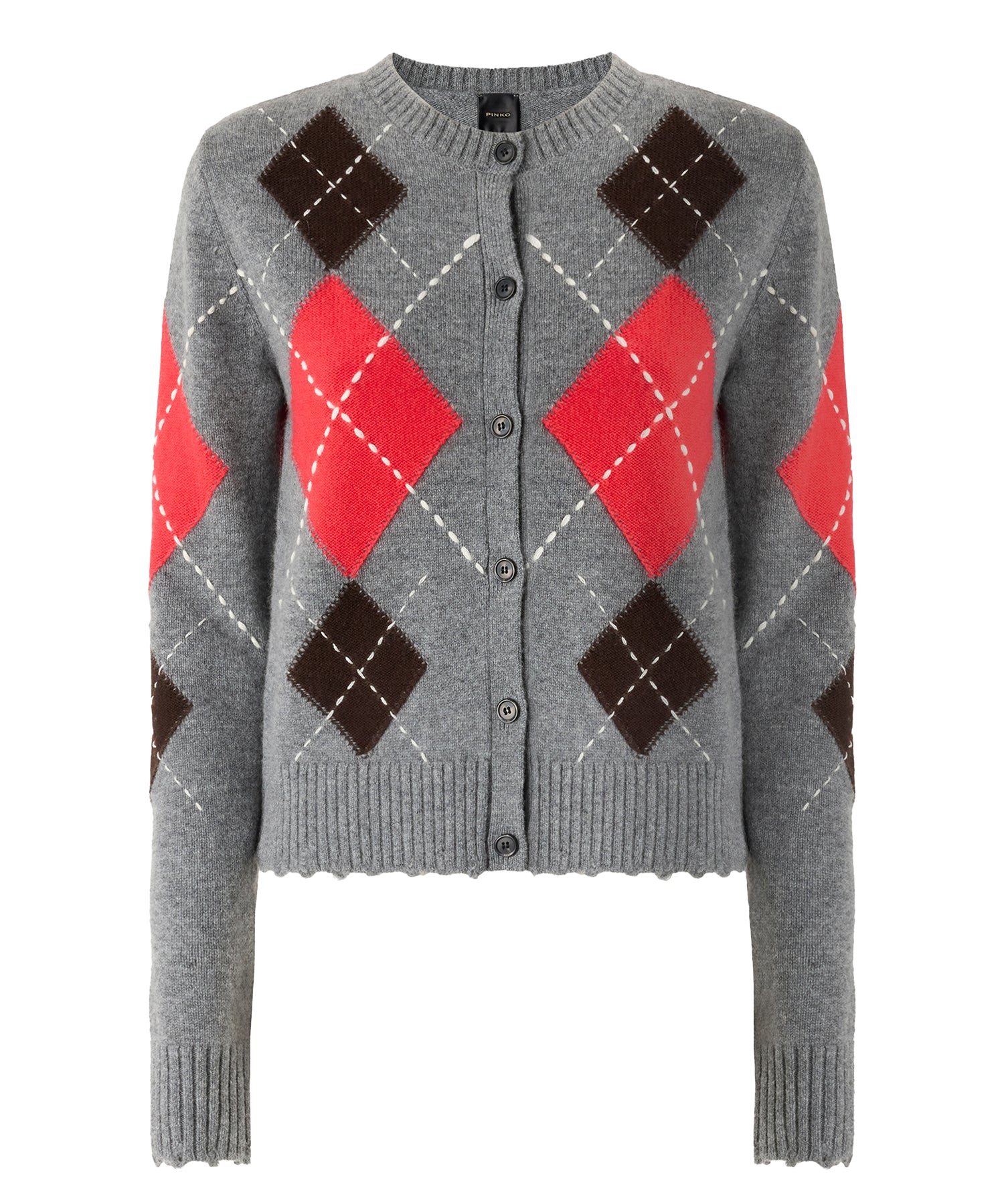 Cardigan in lana e cashmere a rombi 107284 A3IEIL1 PINKO 
